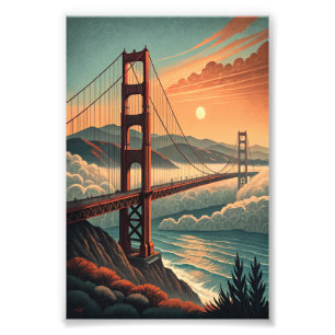 Golden Gate Bridge Vintage Travel Poster