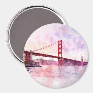 Golden Gate Bridge watercolor in San Francisco Magnet