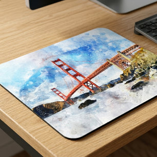 Golden Gate Bridge watercolor in San Francisco Mouse Mat