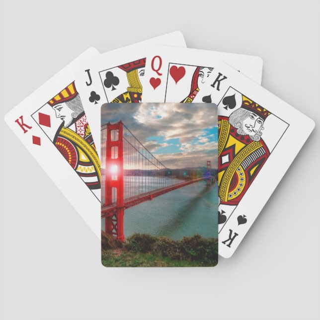 Golden Gate Bridge with Sun Shining through. Playing Cards (Back)