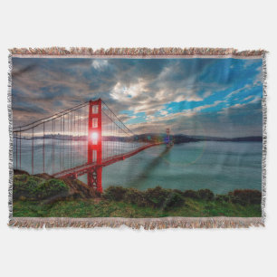 Golden Gate Bridge with Sun Shining through. Throw Blanket