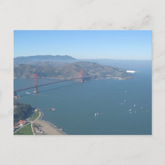 Golden Gate Bridge with Zeppelin Postcard (Front)