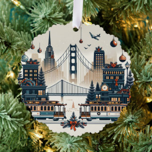 Golden Gate Holiday Magic San Francisco Christmas Tree Decoration Card