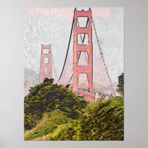 Golden Gate in Oil Poster