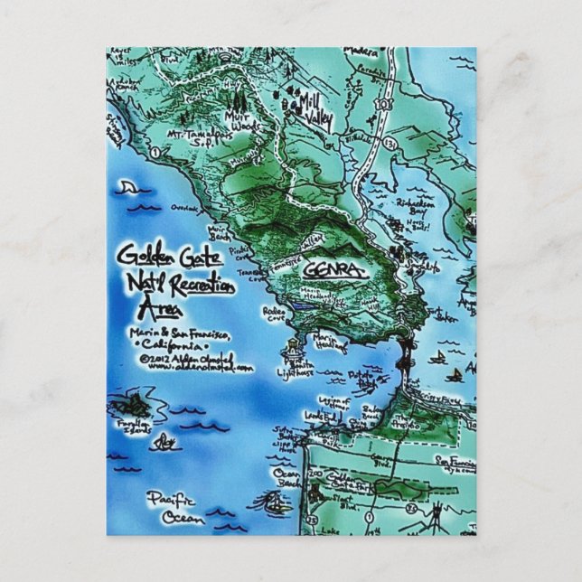 Golden Gate Map Postcard (Front)