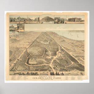 Golden Gate Park Panoramic Map 1892 (0644A) Poster