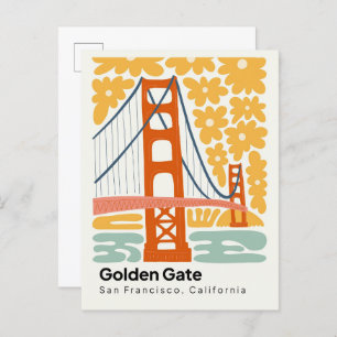 Golden Gate San Francisco California travel floral Postcard