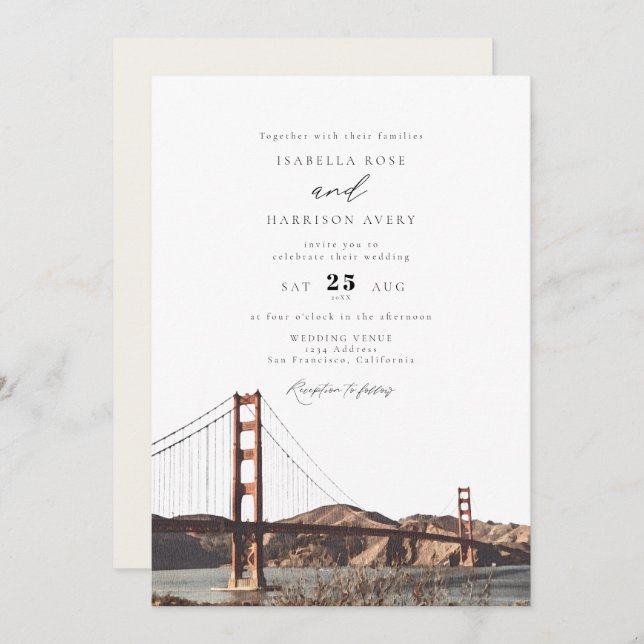 Golden Gate San Francisco California Wedding Invitation (Front/Back)