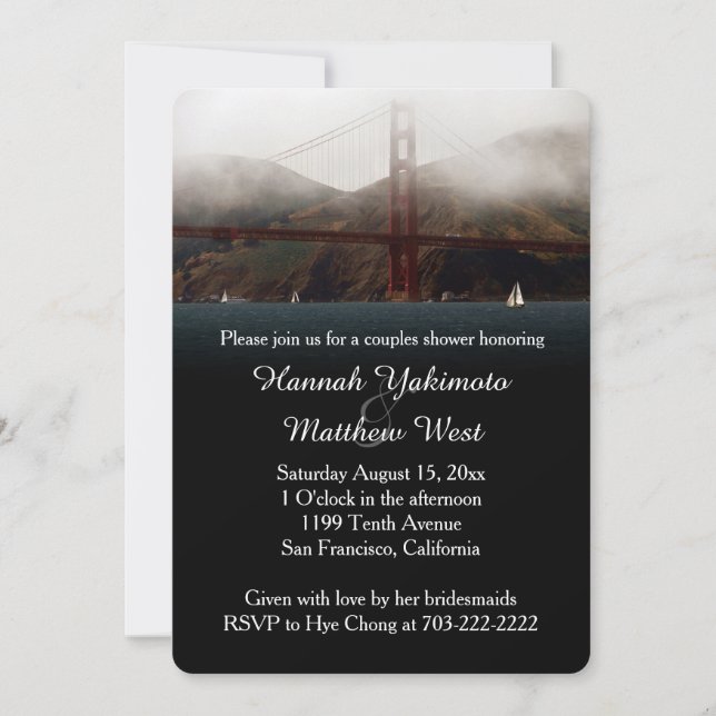 Golden Gate San Francisco Couples Shower Invite (Front)