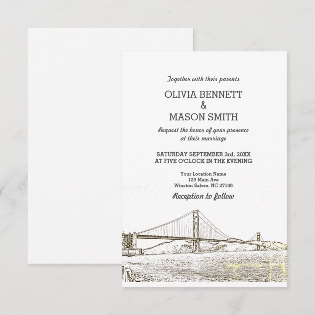 Golden Gate San Francisco Wedding Invitation (Front/Back)