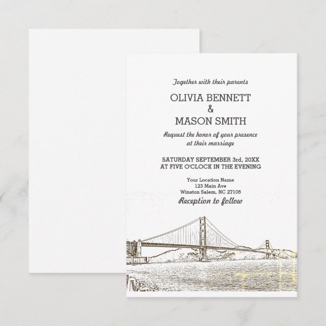 Golden Gate San Francisco Wedding Invitation (Front/Back)