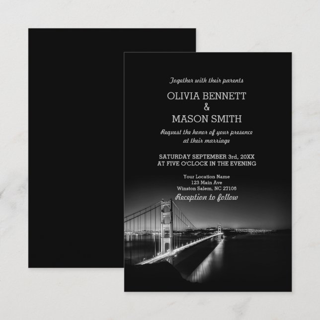 Golden Gate San Francisco Wedding Invitation (Front/Back)
