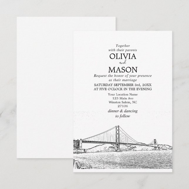 Golden Gate San Francisco Wedding Invitation (Front/Back)