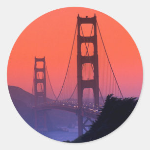 Golden Gate Sunset Classic Round Sticker