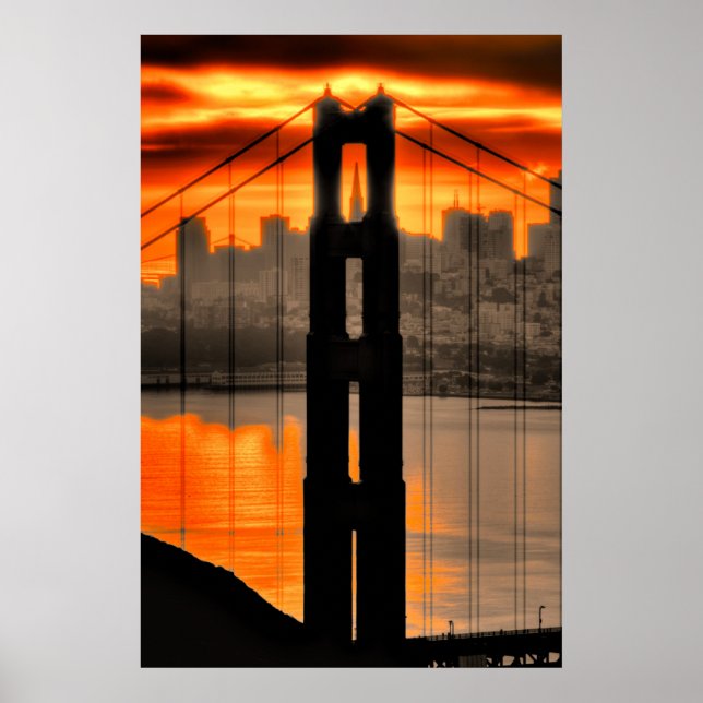 Golden Gate Tower Sunrise Poster (Front)