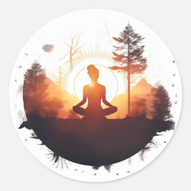 Golden Gateway | Sunset Meditation Classic Round Sticker (Front)