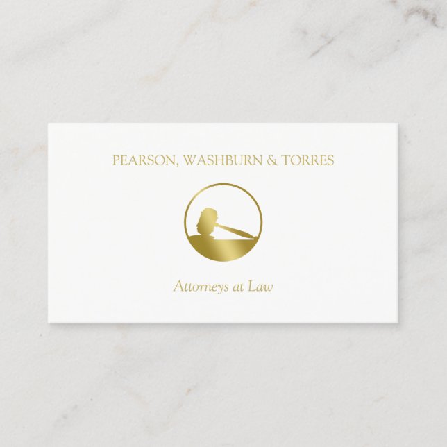 Golden Gavel Icon Attorney at Law Business Card (Front)