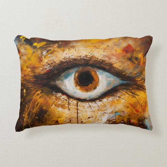 Golden Gaze – Abstract Eye Art Decorative Cushion (Front)