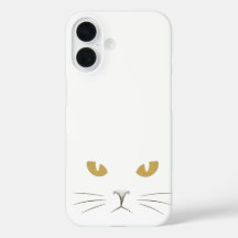 "Golden Gaze: Minimalist Cat Face Glow Case"