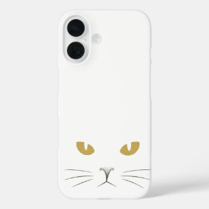 "Golden Gaze: Minimalist Cat Face Glow Case" iPhone 16 Case
