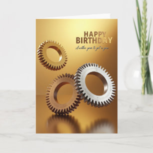 Golden Gear Birthday Card