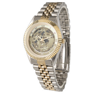 Golden gears roman numbers watch