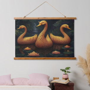 Golden Geese  Hanging Tapestry