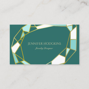 Golden Gem Outlines Teal Jewelry Designer Business Card