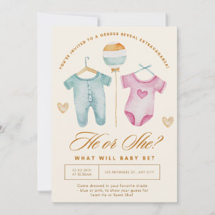golden gender reveal ,boy or girl pink and blue holiday card