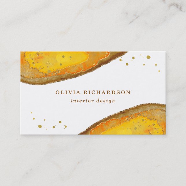 Golden Geode | Watercolor Business Card (Front)