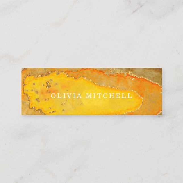 Golden Geode | Watercolor Mini Business Card (Front)