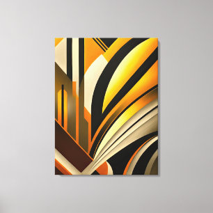 Golden Geometric Abstract Art Canvas Print