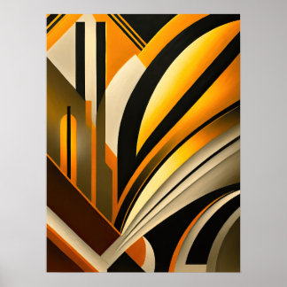 Golden Geometric Abstract Art Poster