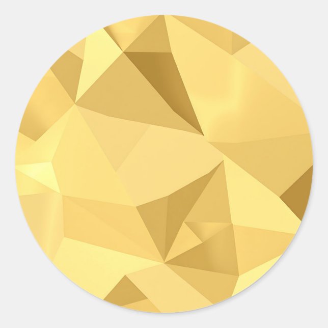 Golden Geometric Abstract Pattern Classic Round Sticker (Front)