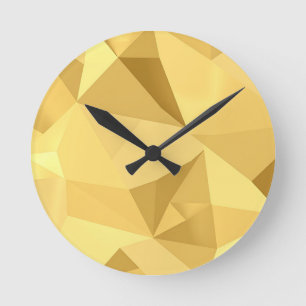 Golden Geometric Abstract Pattern Round Clock
