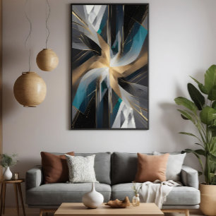 Golden Geometric Aurora Canvas Print