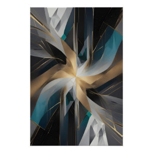 Golden Geometric Aurora Poster