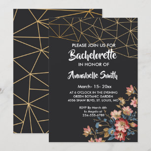 Golden Geometric bachelor Invitation