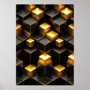 Golden Geometric Circuitry Tech Room Decor