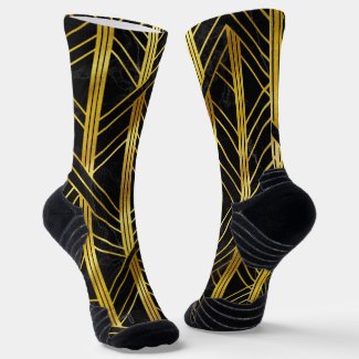 Golden Geometric Dimoned Art Deco on Black Marble