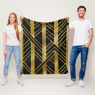 Golden Geometric Dimoned Art Deco on Black Marble
