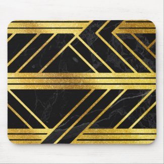 Golden Geometric Dimoned Art Deco on Black Marble