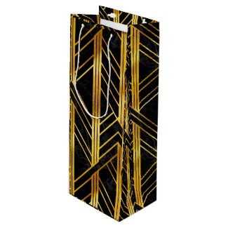 Golden Geometric Dimoned Art Deco on Black Marble