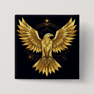 Golden Geometric Eagle 15 Cm Square Badge