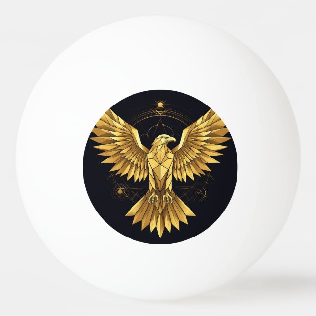 Golden Geometric Eagle Ping Pong Ball (Front)