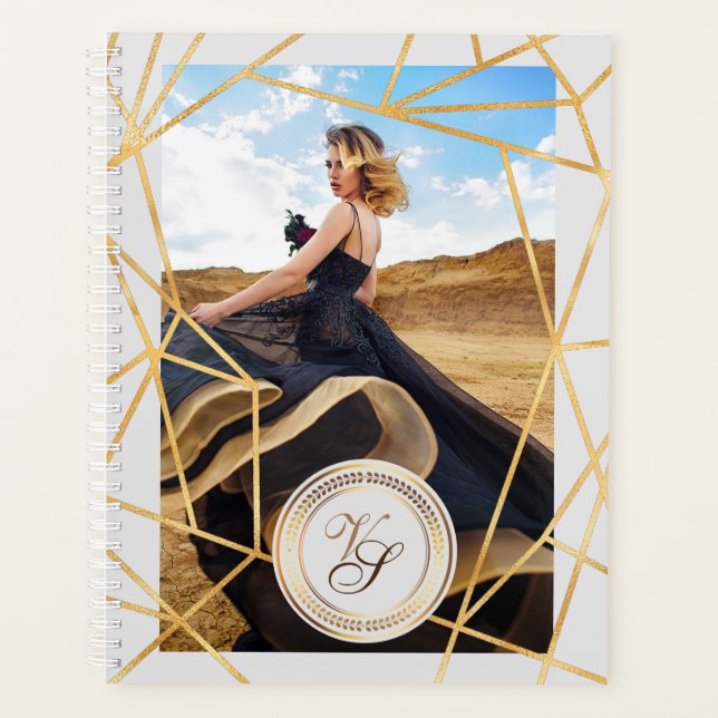 Golden Geometric Girl Fashion Modern Elegant #3 Planner (Front)