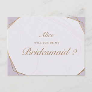 golden geometric marble bridesmaid Invitation Post Postcard