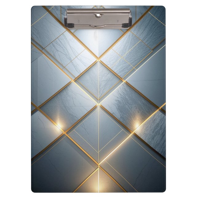 Golden Geometric Marble Luxury Pattern Clipboard (Front)