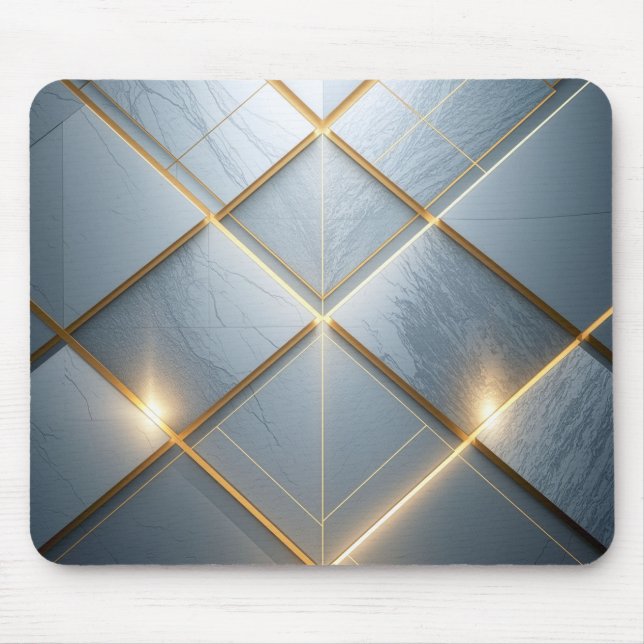 Golden Geometric Marble Luxury Pattern Mouse Mat (Front)