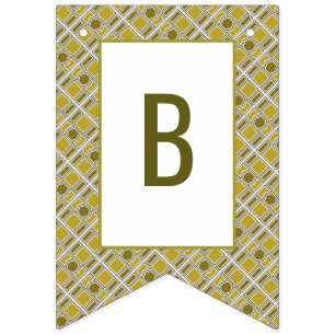 Golden Geometric Pattern, Modern Birthday Party Bunting